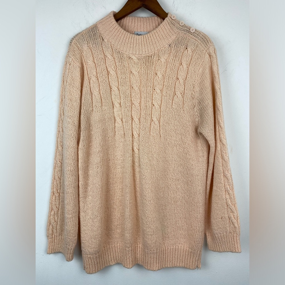 Vintage Partners II Mervyn’s size Large Women’s Peach Cable Knit Sweater